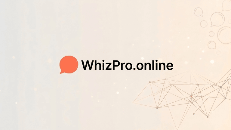 WhizPro.online logo on a clean background with communication and network-themed graphics.
