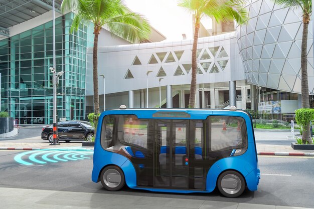Autonomous Electric Bus Self Driving Street Smart Vehicle Technology Concept 3d Render 84831 4