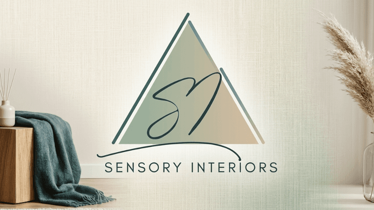 Logo for Sensory Interiors featuring a triangular design and elegant typography