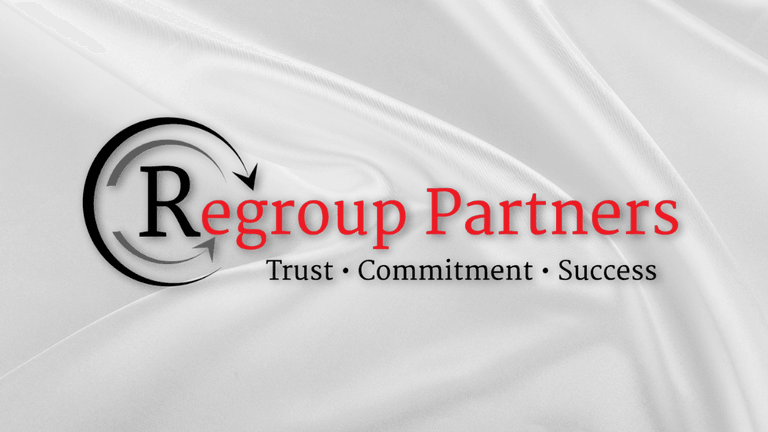 Regroup Partners logo emphasizing trust, commitment, and success, representing a professional firm focused on business restructuring and growth.