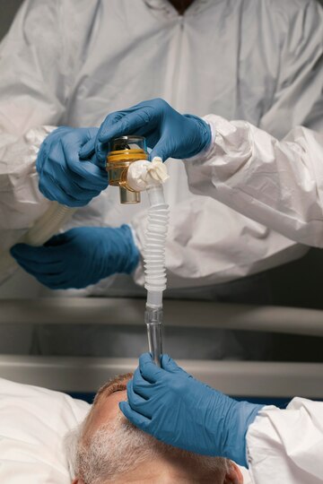 Senior Man Breathing With Special Equipment 23 2149011259