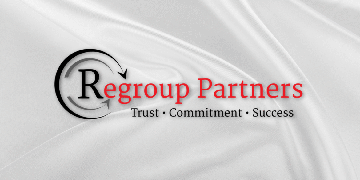 Regroup Partners logo emphasizing trust, commitment, and success, representing a professional firm focused on business restructuring and growth.